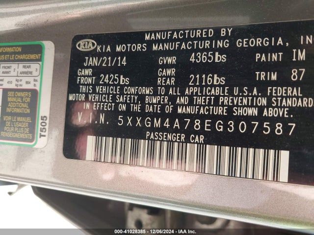 KIA Optima 2014 5XXGM4A78EG307587 Image 21