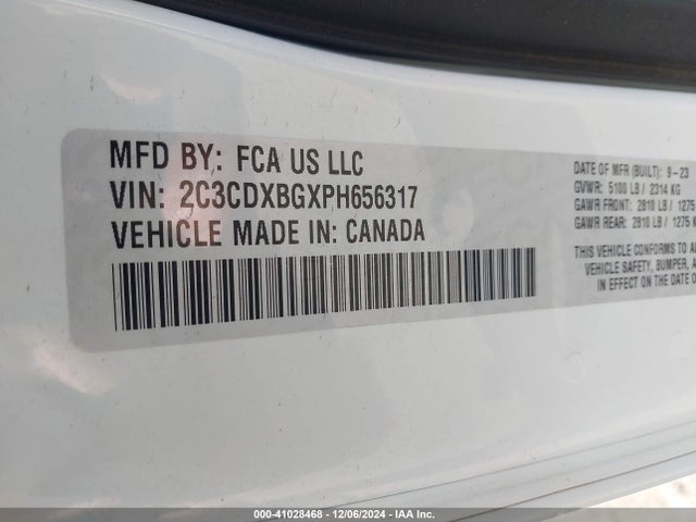 2C3CDXBGXPH656317 Dodge Charger Sxt