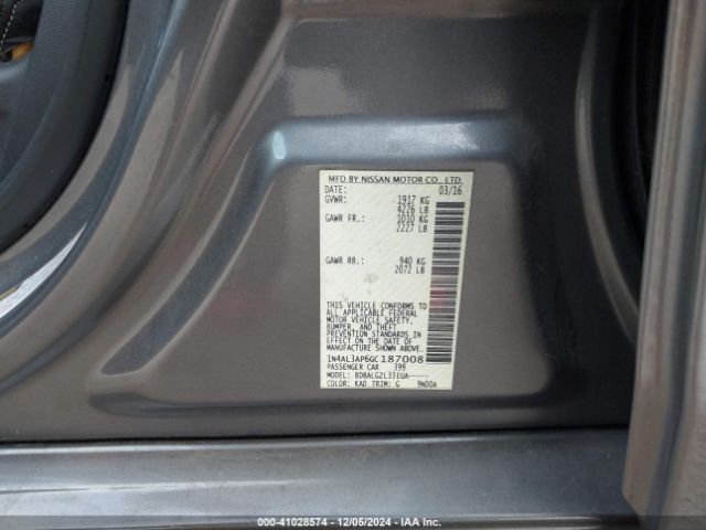 1N4AL3AP6GC187008 Nissan Altima 2.5/2.5 S/2.5 Sl/2.5 Sr/2.5 Sv