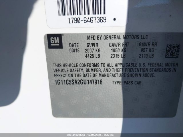 1G11C5SA2GU147916 Chevrolet Malibu Limited Lt