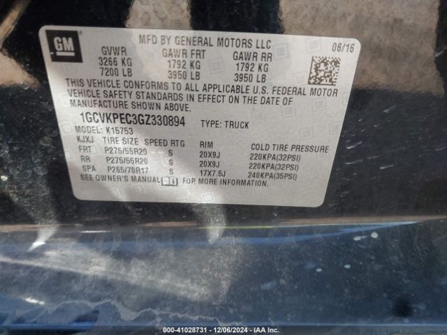 1GCVKPEC3GZ330894 Chevrolet Silverado 1500 Custom