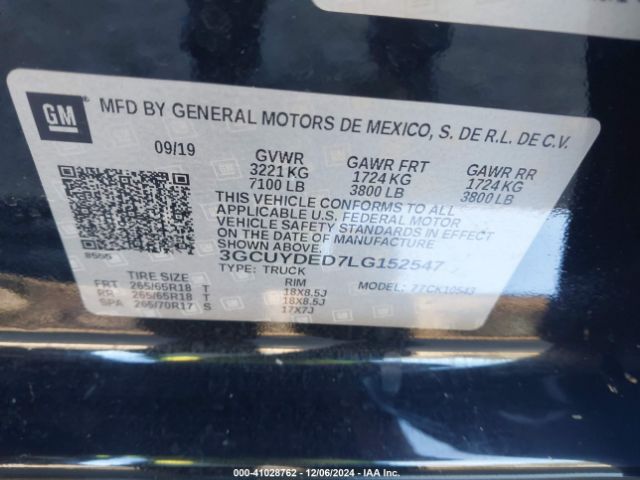 3GCUYDED7LG152547 Chevrolet Silverado 1500 4wd  Short Bed Lt