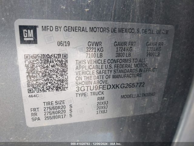 3GTU9FEDXKG265772 GMC Sierra 1500 Denali