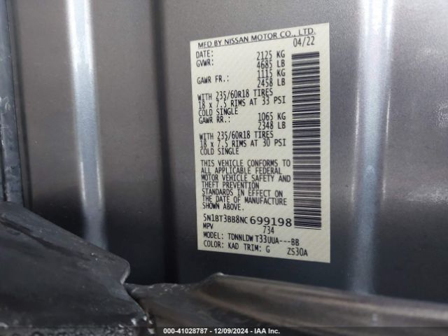 2022 NISSAN ROGUE 5N1BT3BB8NC699198 Photo 8