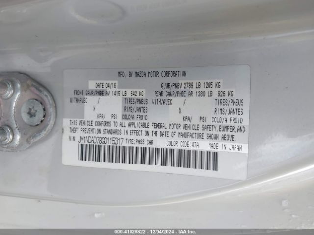 JM1NDAD78G0115317 Mazda Mx-5 Miata Grand Touring