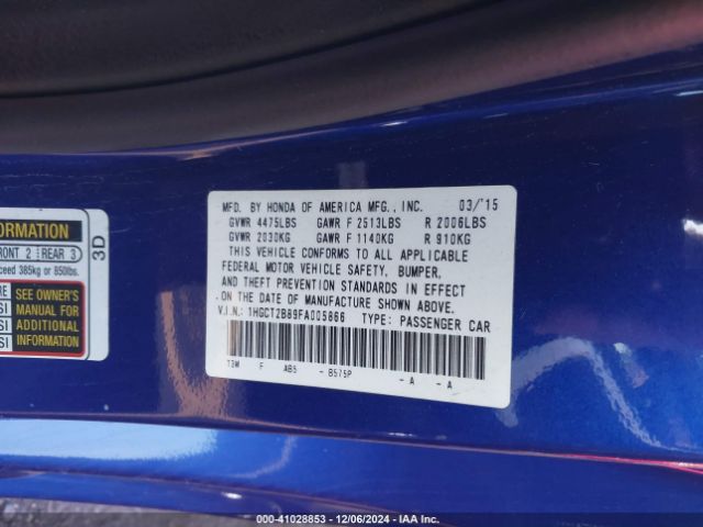 1HGCT2B89FA005866 Honda Accord Ex-l V-6
