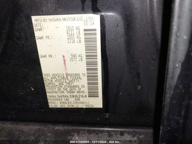 Nissan Altima 2.5 S 2014 1N4AL3AP9EN386264 Image 9
