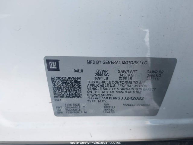 5GAEVAKW3JJ242082 Buick Enclave Essence