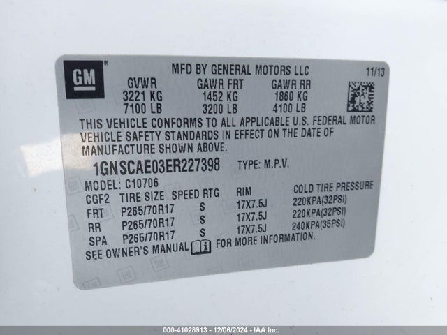Chevrolet Tahoe Ls 2014 1GNSCAE03ER227398 Image 9