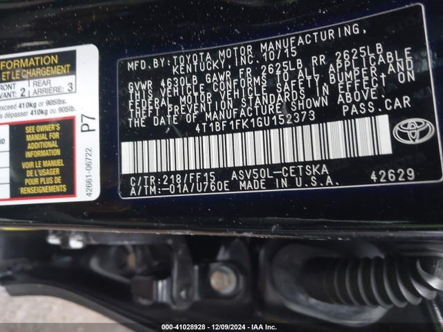 4T1BF1FK1GU152373 Toyota CAMRY SE