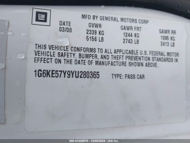 2000 CADILLAC DEVILLE 1G6KE57Y9YU280365 Photo 8