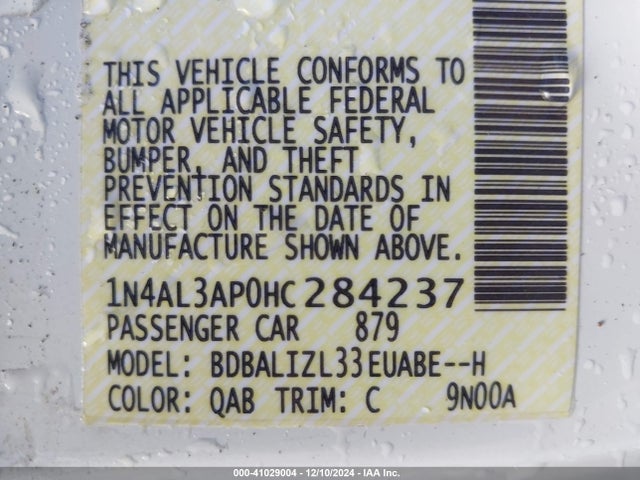 Nissan Altima 2.5 Sv 2017 1N4AL3AP0HC284237 Image 9