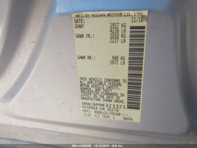 1N4AL3AP4HN323321 Nissan Altima 2.5 S