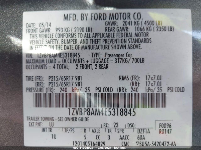 Ford Mustang V6 2014 1ZVBP8AM4E5318845 Image 9