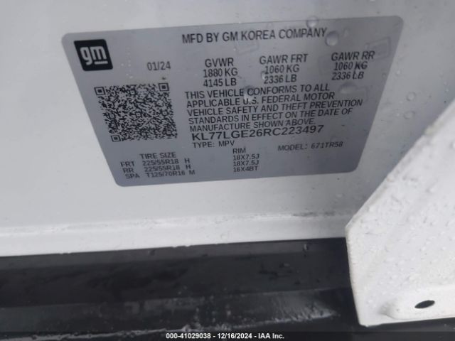 KL77LGE26RC223497 Chevrolet Trax Fwd 1rs