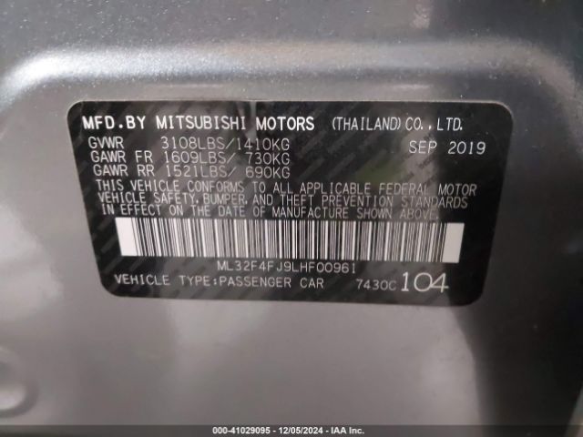 ML32F4FJ9LHF00961 Mitsubishi Mirage G4 Le