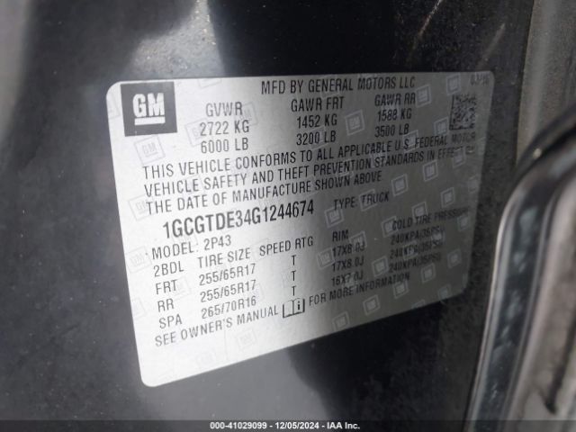 1GCGTDE34G1244674 Chevrolet Colorado Z71