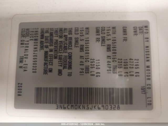 3N6CM0KN5JK690328 Nissan Nv200 S