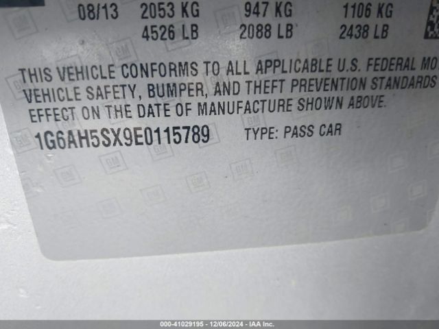 1G6AH5SX9E0115789 Cadillac ATS LUXURY
