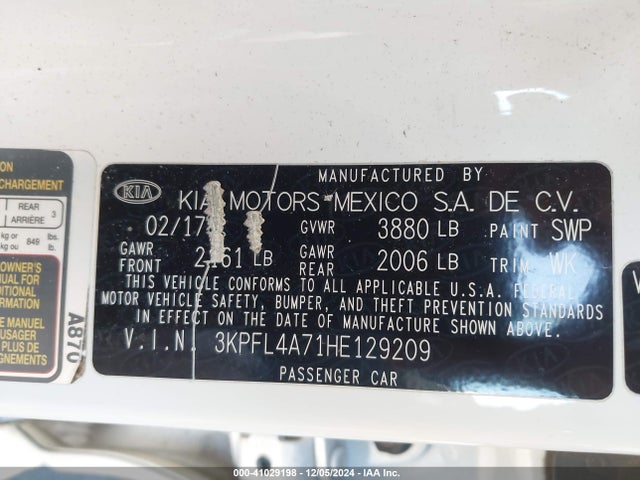 KIA FORTE LX 2017 3KPFL4A71HE129209 Image 9