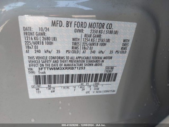 3FTTW8M3XRRB71253 Ford Maverick Lariat