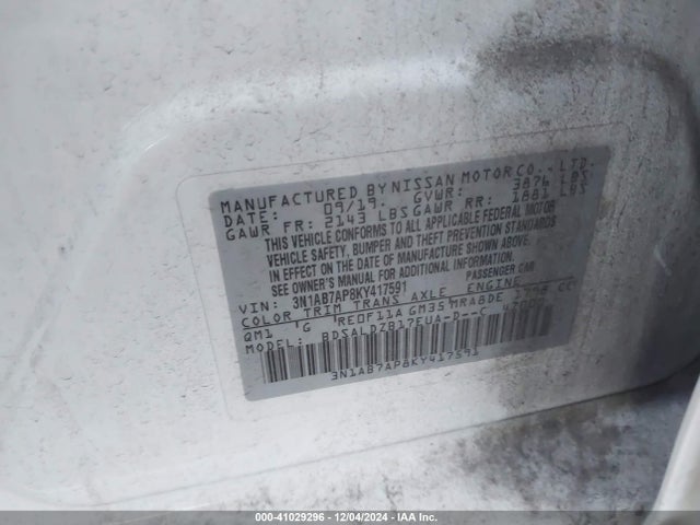 Nissan SENTRA SV 2019 3N1AB7AP8KY417591 Image 9