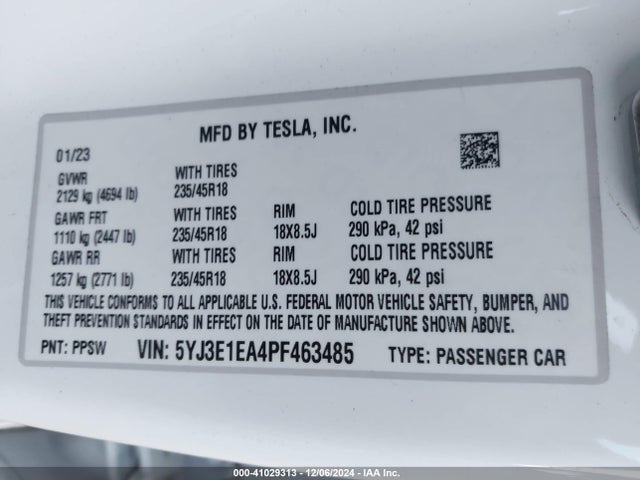 Tesla Model 3 Rear-wheel Drive 2023 5YJ3E1EA4PF463485 Image 9