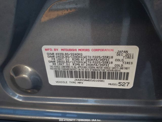 2012 MITSUBISHI OUTLANDER JA4AS3AW0CU016581 Photo 8