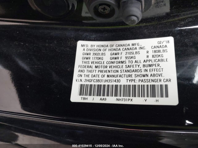 Honda Civic Ex-t 2018 2HGFC3B31JH351430 Image 9