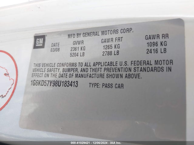 2008 CADILLAC DTS 1G6KD57Y98U183413 Photo 8