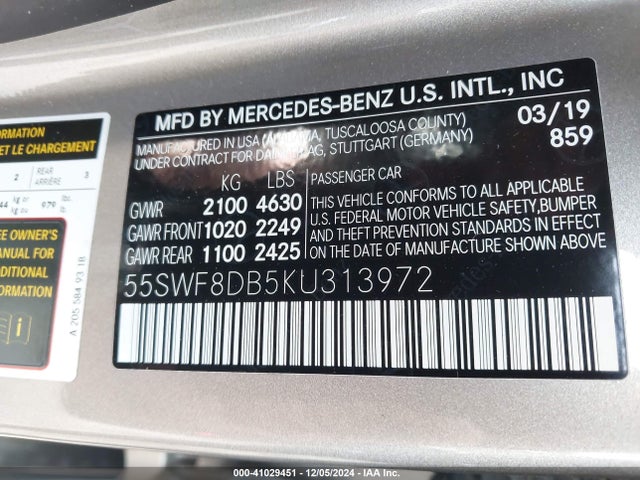 55SWF8DB5KU313972 Mercedes-Benz C 300
