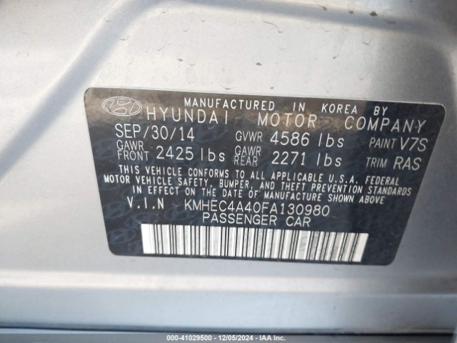 KMHEC4A40FA130980 Hyundai SONATA HYBRID