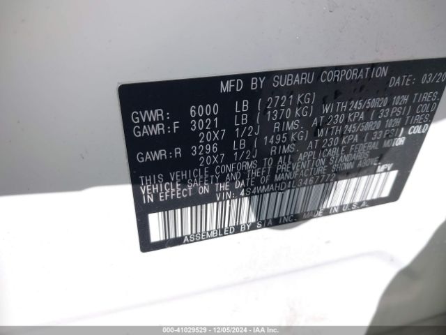 4S4WMAHD4L3467772 Subaru Ascent Premium