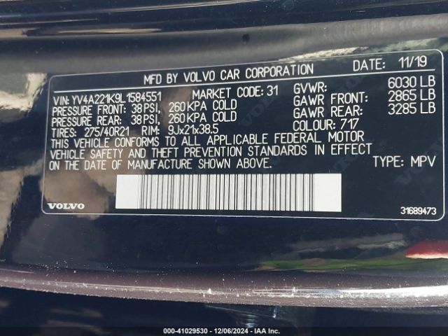 YV4A221K9L1584551 Volvo Xc90 T6 Momentum 6 Passenger