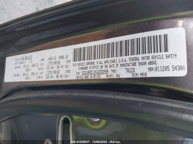 RAM 2500 Outdoorsman 2016 3C6UR5DL2GG222299 Image 9