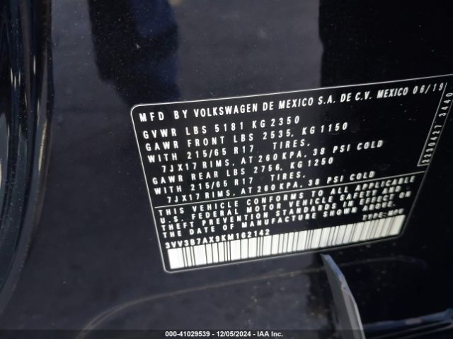 3VV3B7AX9KM162142 Volkswagen Tiguan 2.0t Se/2.0t Sel/2.0t Sel R-line/2.0t Sel R-line Black