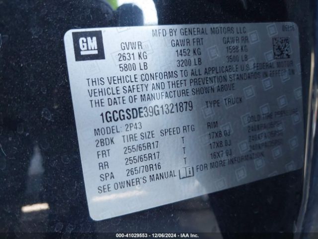 1GCGSDE39G1321879 Chevrolet Colorado Z71