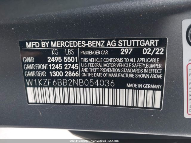 W1KZF6BB2NB054036 Mercedes-Benz Amg E 53 4matic