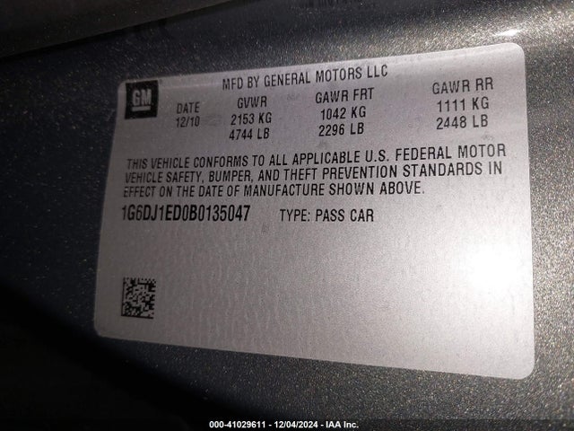 2011 CADILLAC CTS 1G6DJ1ED0B0135047 Photo 8