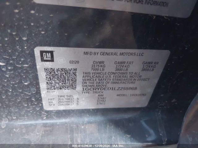 1GCRYDED1LZ255968 Chevrolet Silverado 1500 4wd  Standard Bed Lt