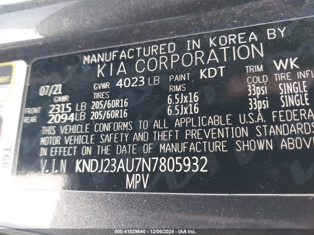 KIA SOUL LX 2022 KNDJ23AU7N7805932 Image 9