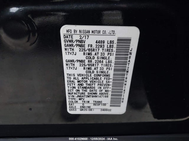 Nissan ROGUE S 2017 JN8AT2MT9HW147166 Image 9