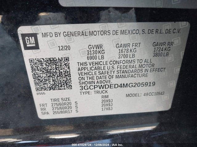 3GCPWDED4MG205919 Chevrolet Silverado 1500 2wd  Short Bed Rst