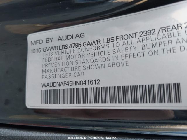 WAUDNAF45HN041612 Audi A4 2.0t Season Of Audi Premium