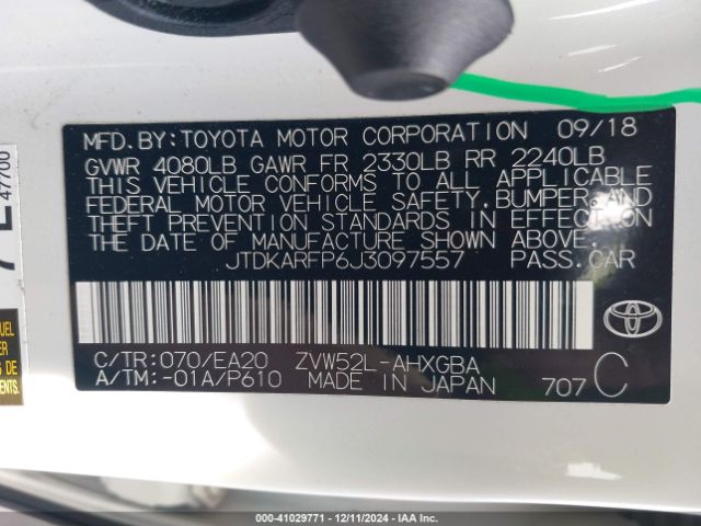 JTDKARFP6J3097557 Toyota Prius Prime Premium