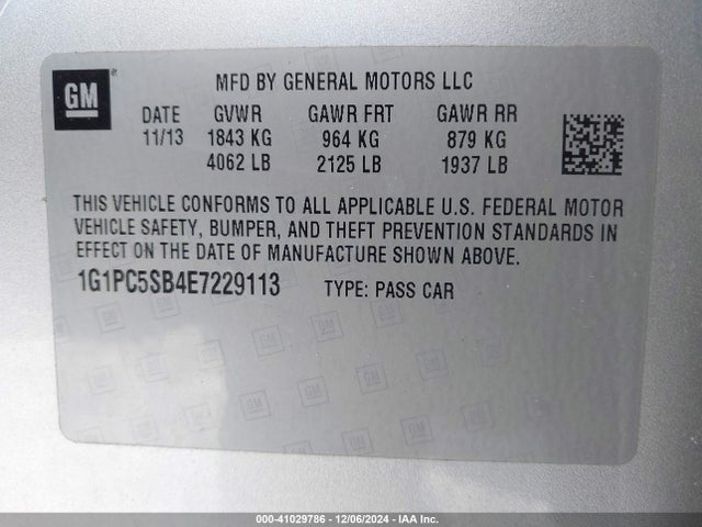 Chevrolet Cruze 1lt Auto 2014 1G1PC5SB4E7229113 Image 9