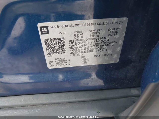 Chevrolet Trax Lt 2019 3GNCJLSB8KL370961 Image 9