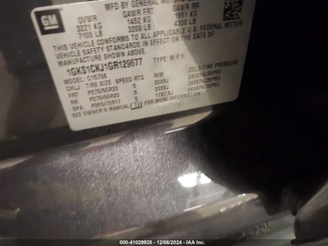 1GKS1CKJ1GR129677 GMC YUKON DENALI