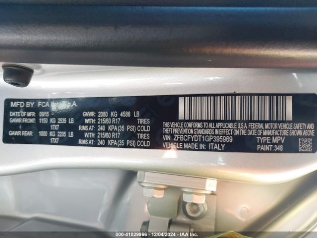 ZFBCFYDT1GP395969 Fiat 500x Lounge