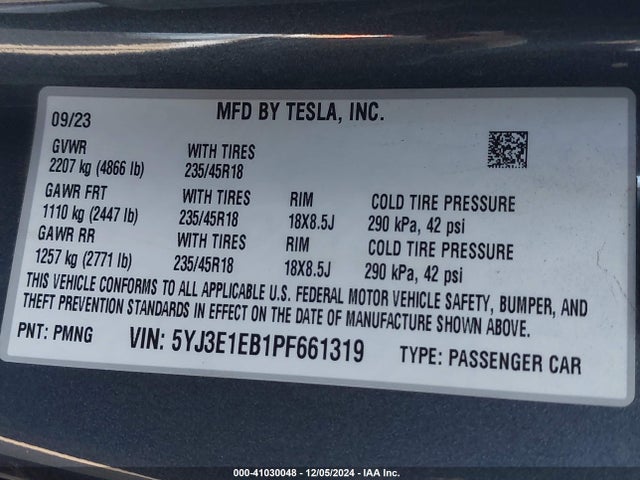 2023 TESLA MODEL 3 5YJ3E1EB1PF661319 Photo 8